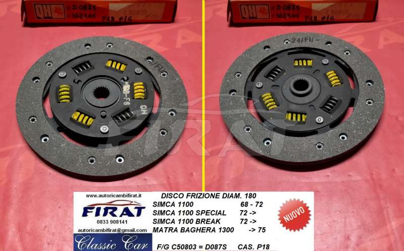 DISCO FRIZIONE SIMCA 1100 - BAGHERA DIAM.180 (C50803) - Clicca l'immagine per chiudere